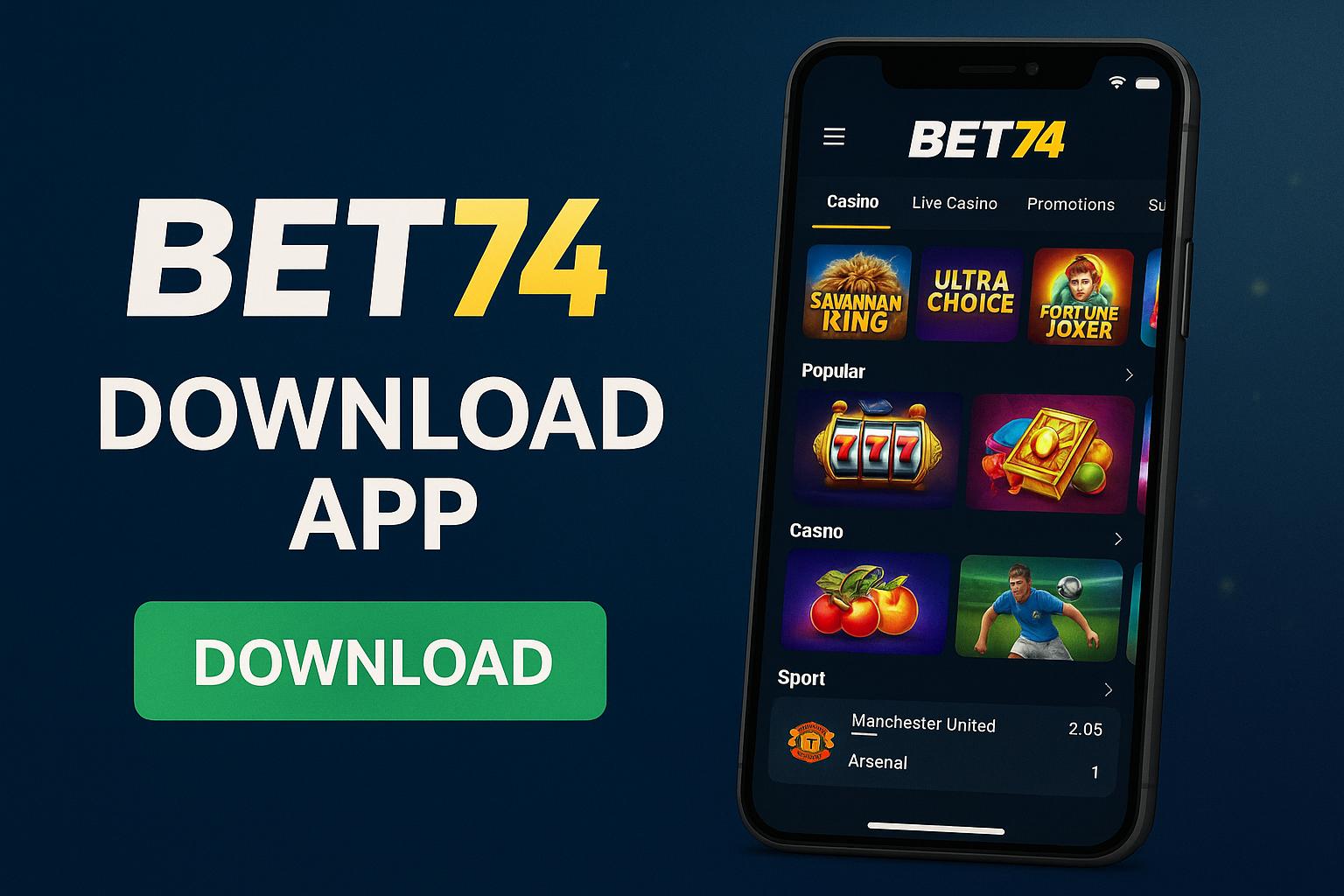 Baixar o BET74 Cassino App