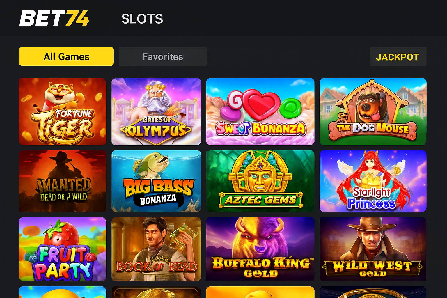 Jogos de Slot no Casino Online BET74